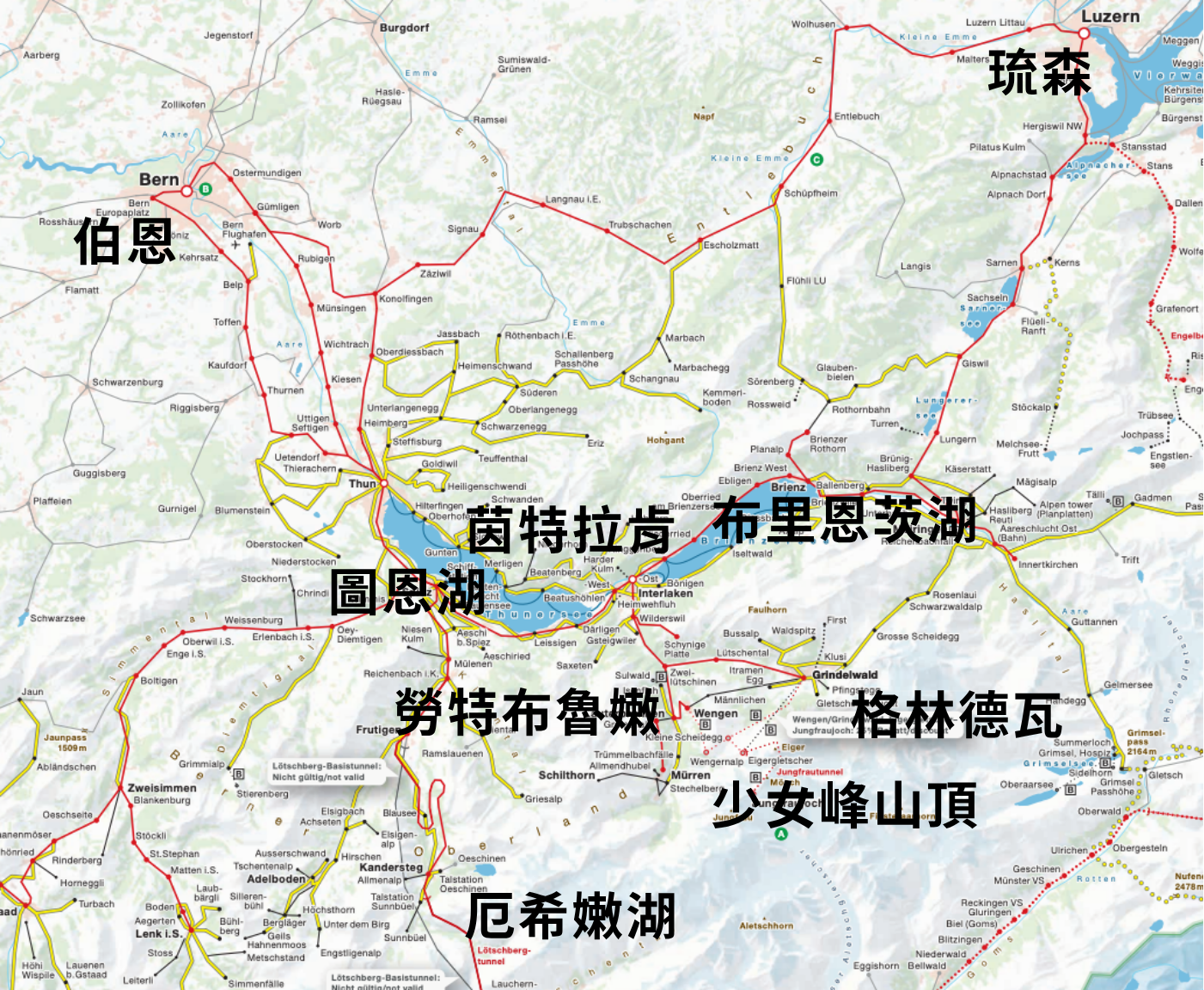 伯恩高地通票地圖