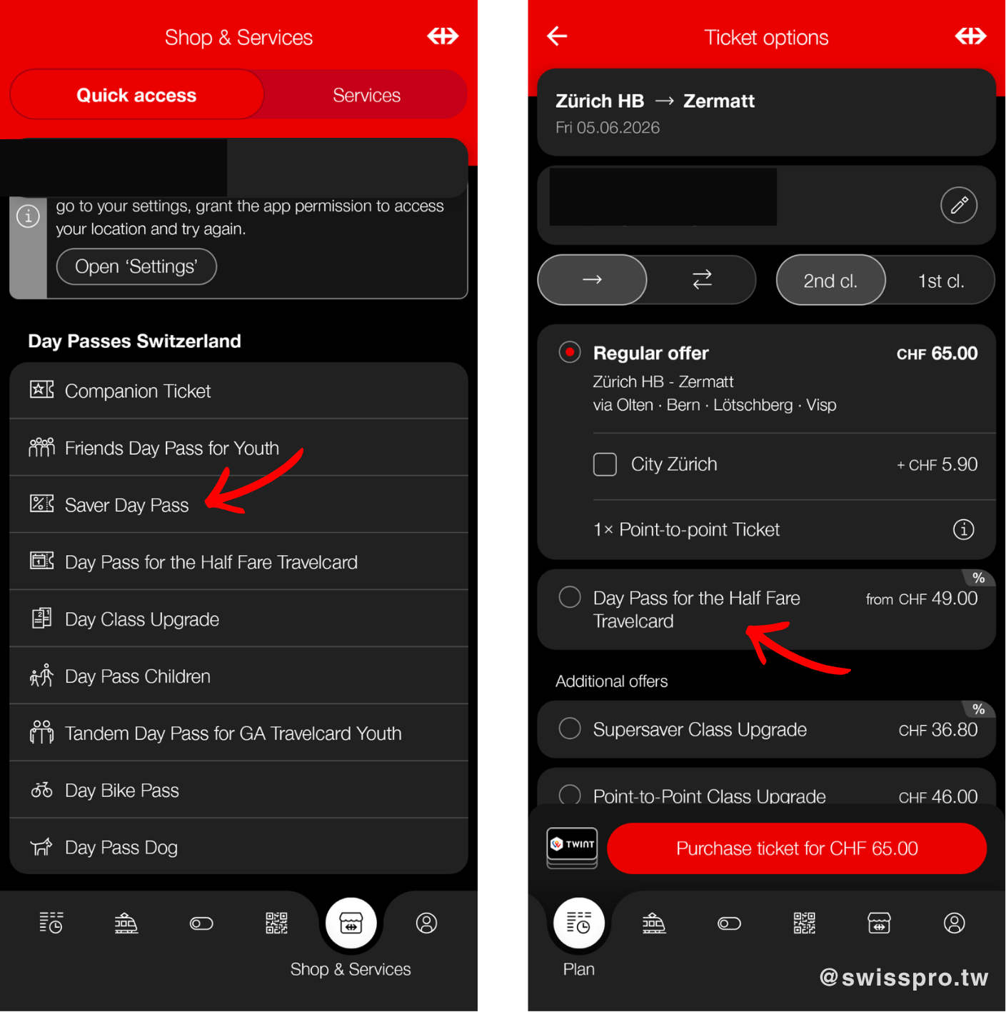 SBB App Saver Day Pass